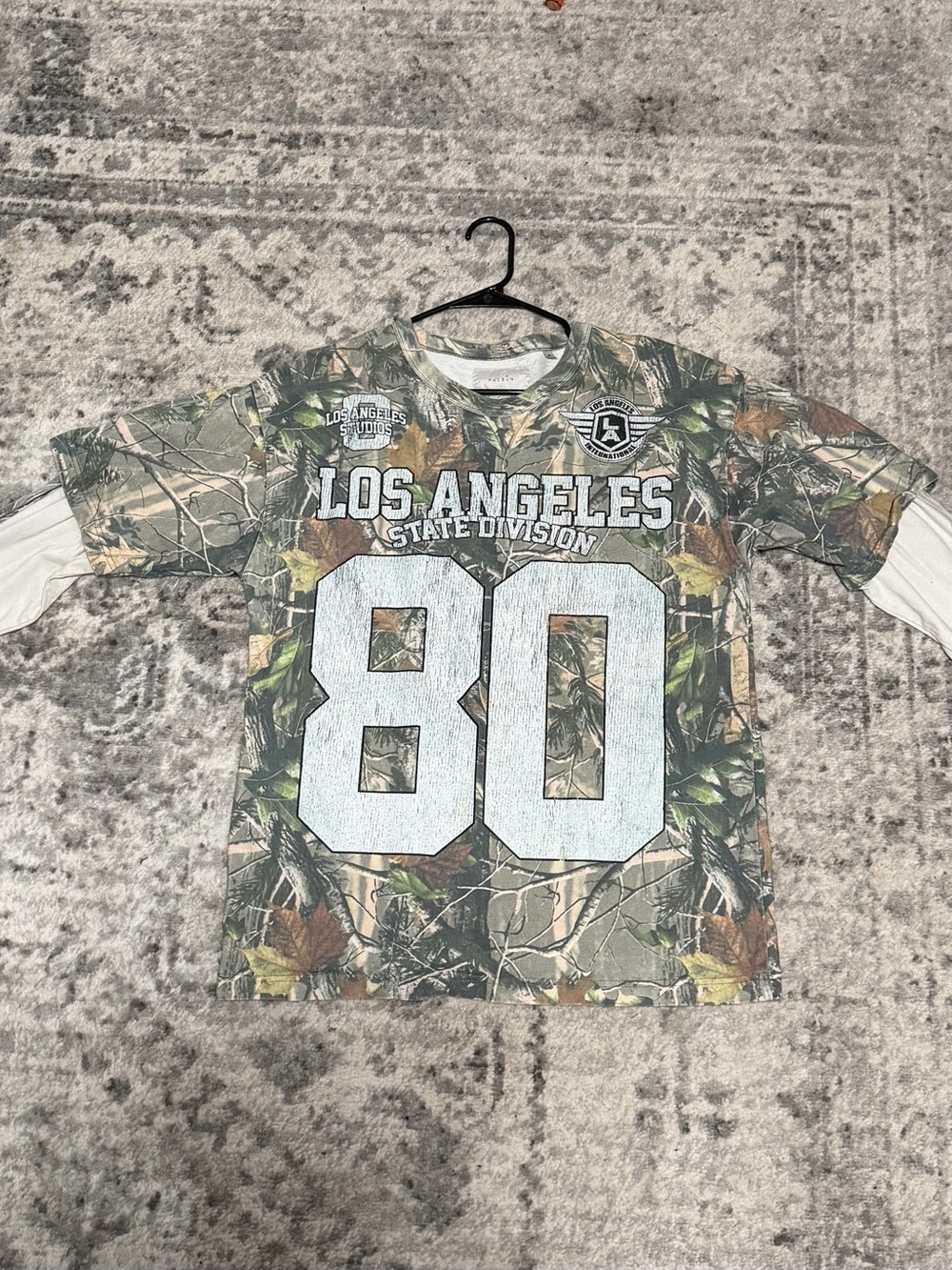 PacSun Green Camo "Los Angeles 80" Layered-Look Tee